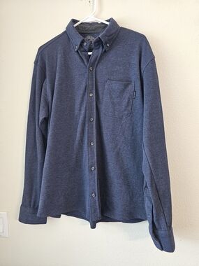 Laguna B Men's Heathered Navy Button-Down Shirt